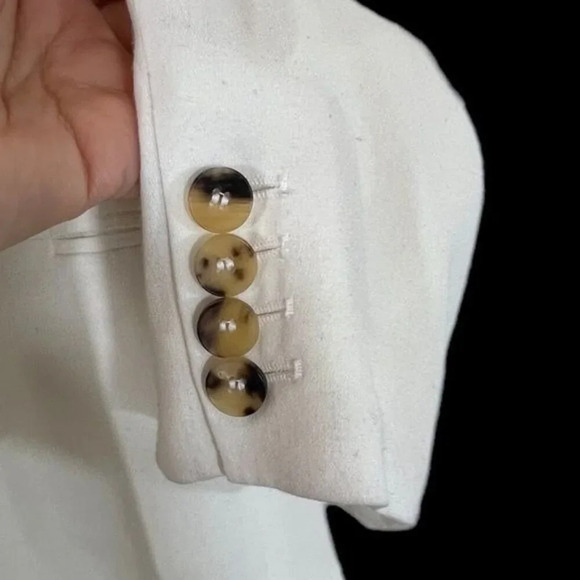 Helmut Lang | The 'Relic'  Crepe Jacket w/ Silk Chiffon Trim in Ivory - 6 - Picture 11 of 11